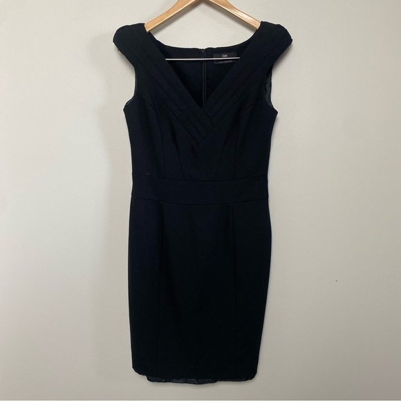Cue Australia Black V-Neck Pencil Dress Women's 10 - Picture 1 of 6